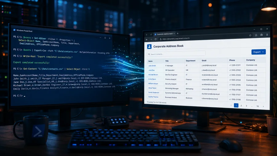 Адресная книга в html из AD